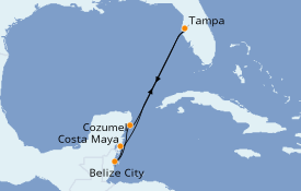 Itinéraire de la croisière Caraïbes de l'Ouest 7 jours à bord du Carnival Legend