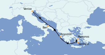 Itinéraire de la croisière Grèce & Adriatique 8 jours à bord du Costa Deliziosa