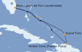 Itinéraire de la croisière Caraïbes de l'Est 7 jours à bord du Carnival Breeze