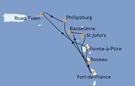 Itinéraire de la croisière Caraïbes de l'Est 8 jours à bord du MSC Preziosa