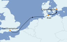 Itinéraire de la croisière Îles Britanniques 4 jours à bord du MSC Meraviglia