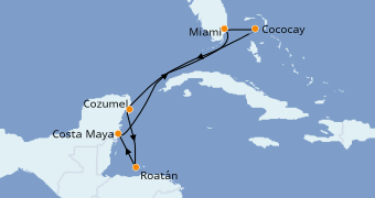 Itinéraire de la croisière Caraïbes de l'Ouest 8 jours à bord du Oasis of the Seas