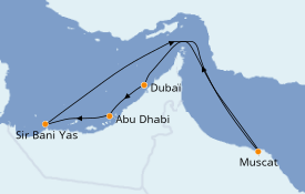 Itinéraire de la croisière Dubaï - Emirats 8 jours à bord du Jewel of the Seas