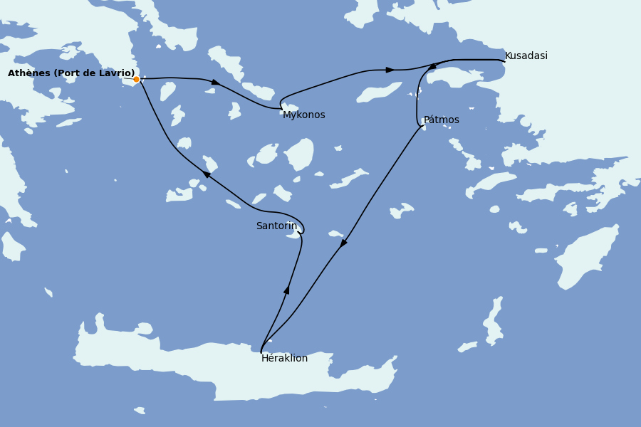 Itinéraire de la croisière Grèce & Adriatique 3 jours à bord du Celestyal Discovery